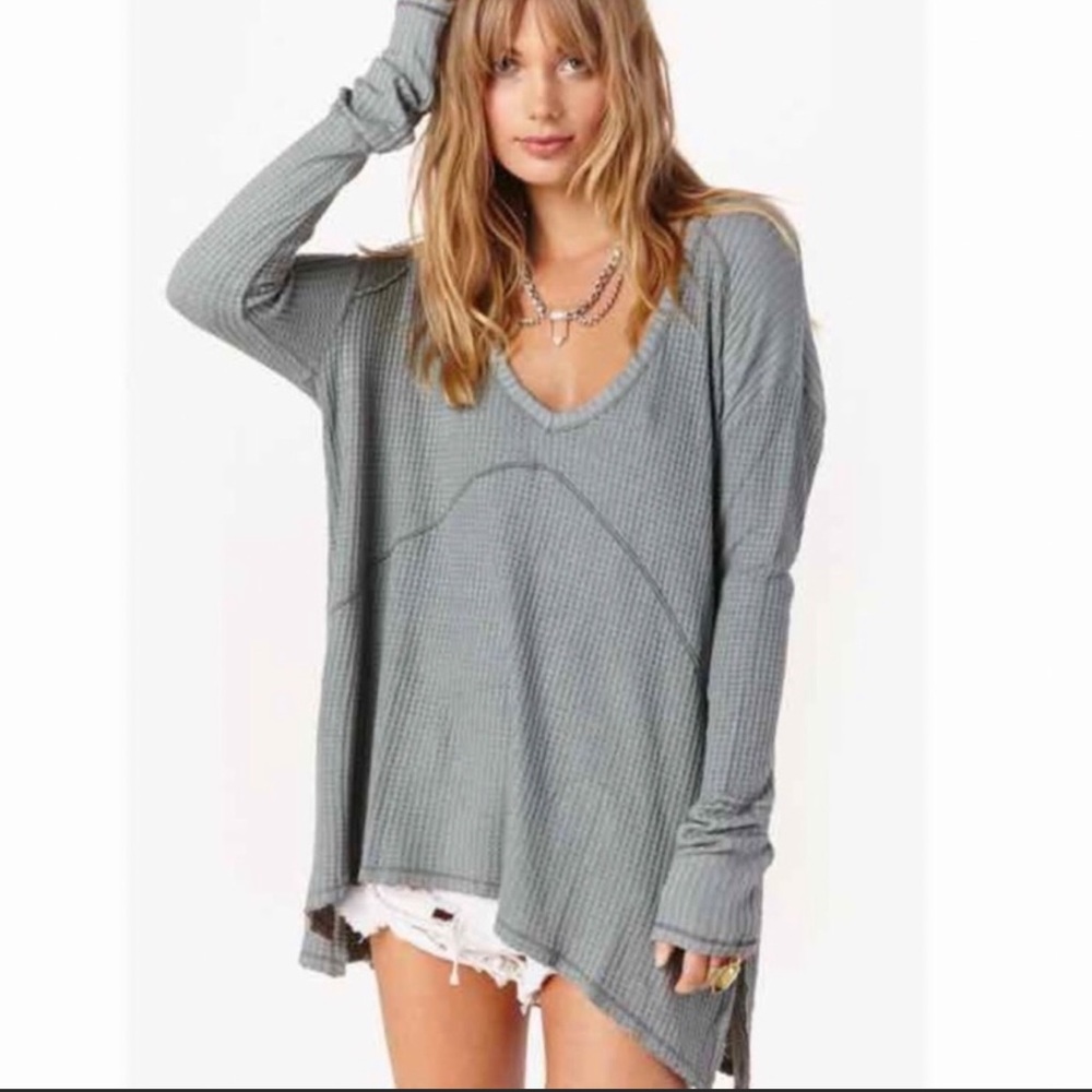 Free People Sunset Park Waffle Knit Longsleeve Top